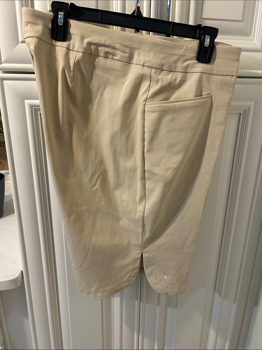 Coral Bay Women's Cream Flat Front Pants with Side Pocket